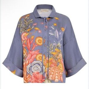 NEW NWT Carolina K Blue Shell Elements Kimono Top